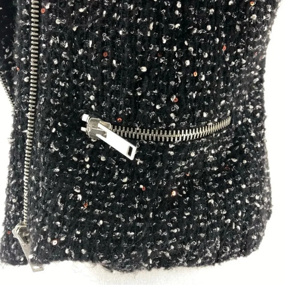 ZARA Divine Fantasy Black Tweed Boucle Moto Style Jacket Size: Medium "N… - Picture 5 of 11